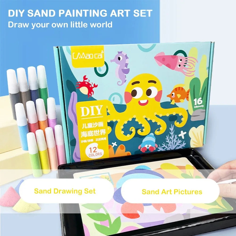 New DIY Sand Drawing Set Art Pictures Handicrafts Learning Sand Art Pictures Children Education Children Coloring Toy