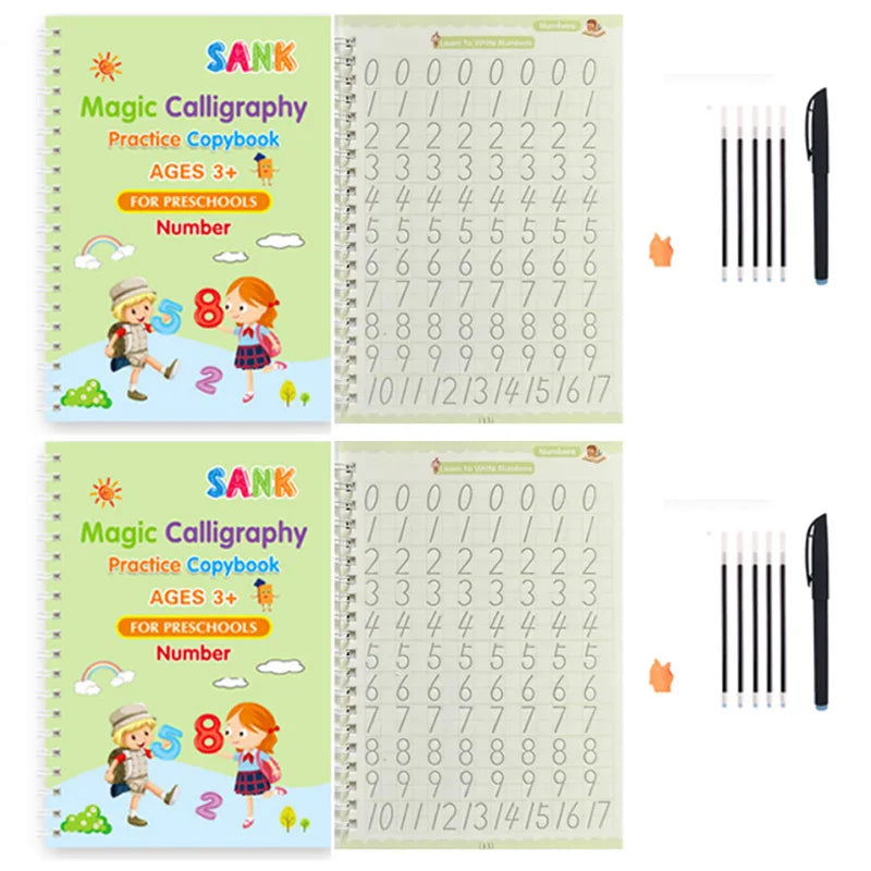 Sank Magic Practice Copybook Pen Preschools Kids Calligraphy English Verison Free Wiping Children Reusable Writing Book