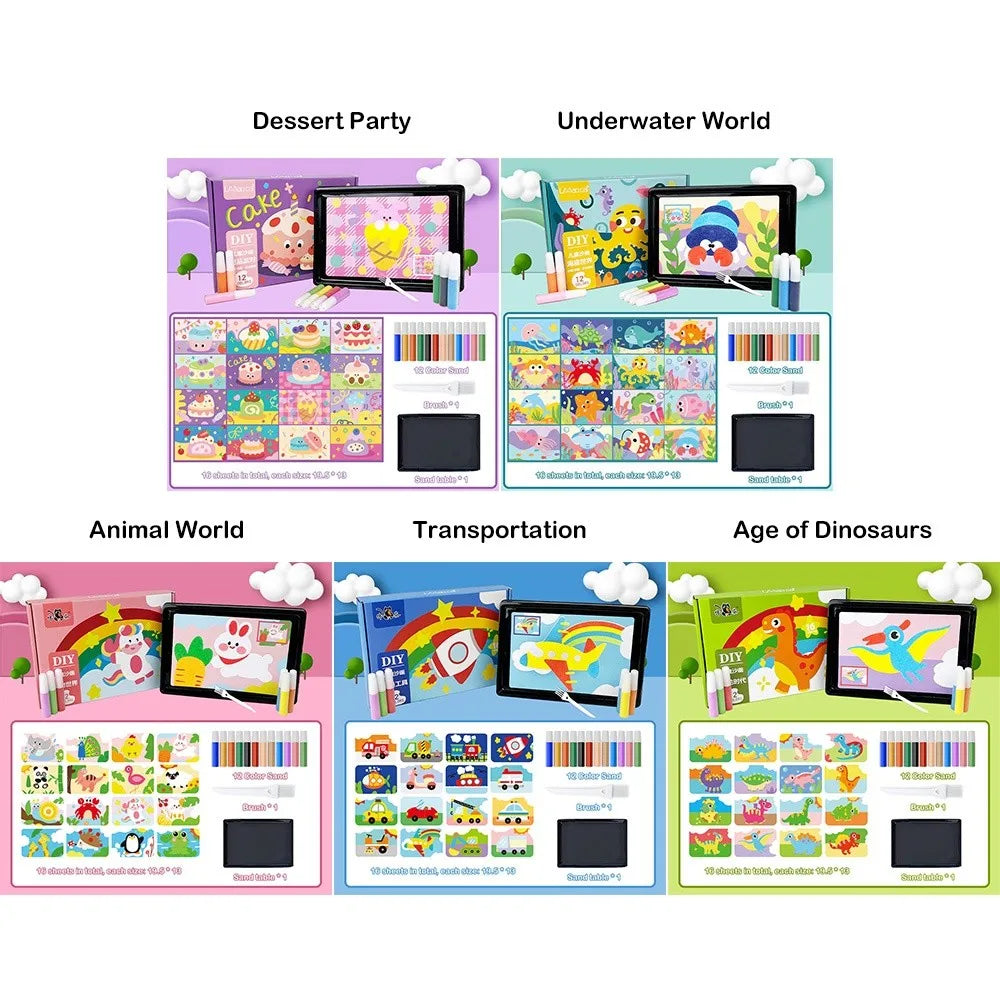 New DIY Sand Drawing Set Art Pictures Handicrafts Learning Sand Art Pictures Children Education Children Coloring Toy