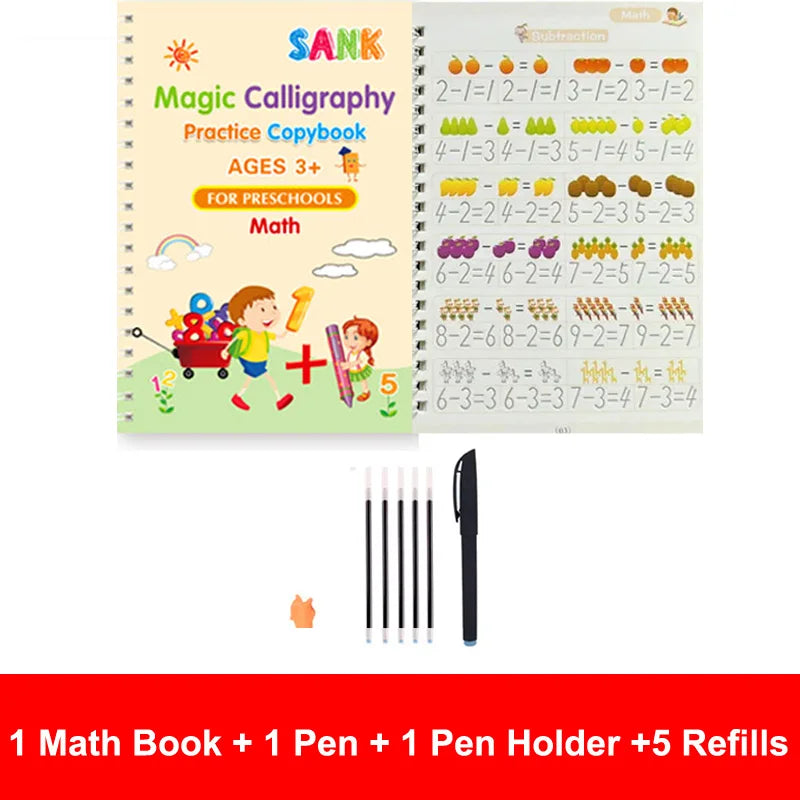 Sank Magic Practice Copybook Pen Preschools Kids Calligraphy English Verison Free Wiping Children Reusable Writing Book