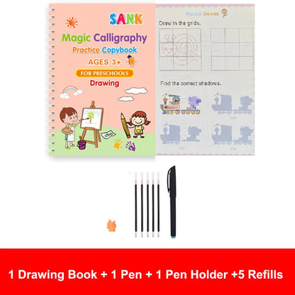 Sank Magic Practice Copybook Pen Preschools Kids Calligraphy English Verison Free Wiping Children Reusable Writing Book