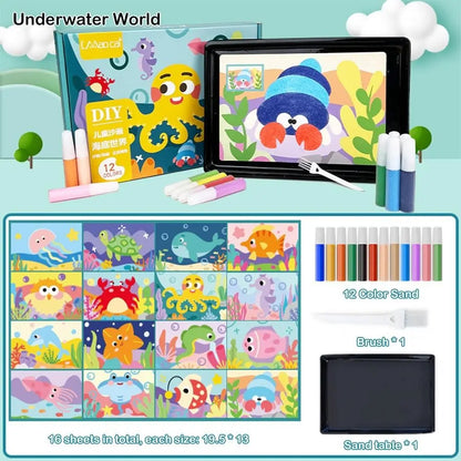New DIY Sand Drawing Set Art Pictures Handicrafts Learning Sand Art Pictures Children Education Children Coloring Toy