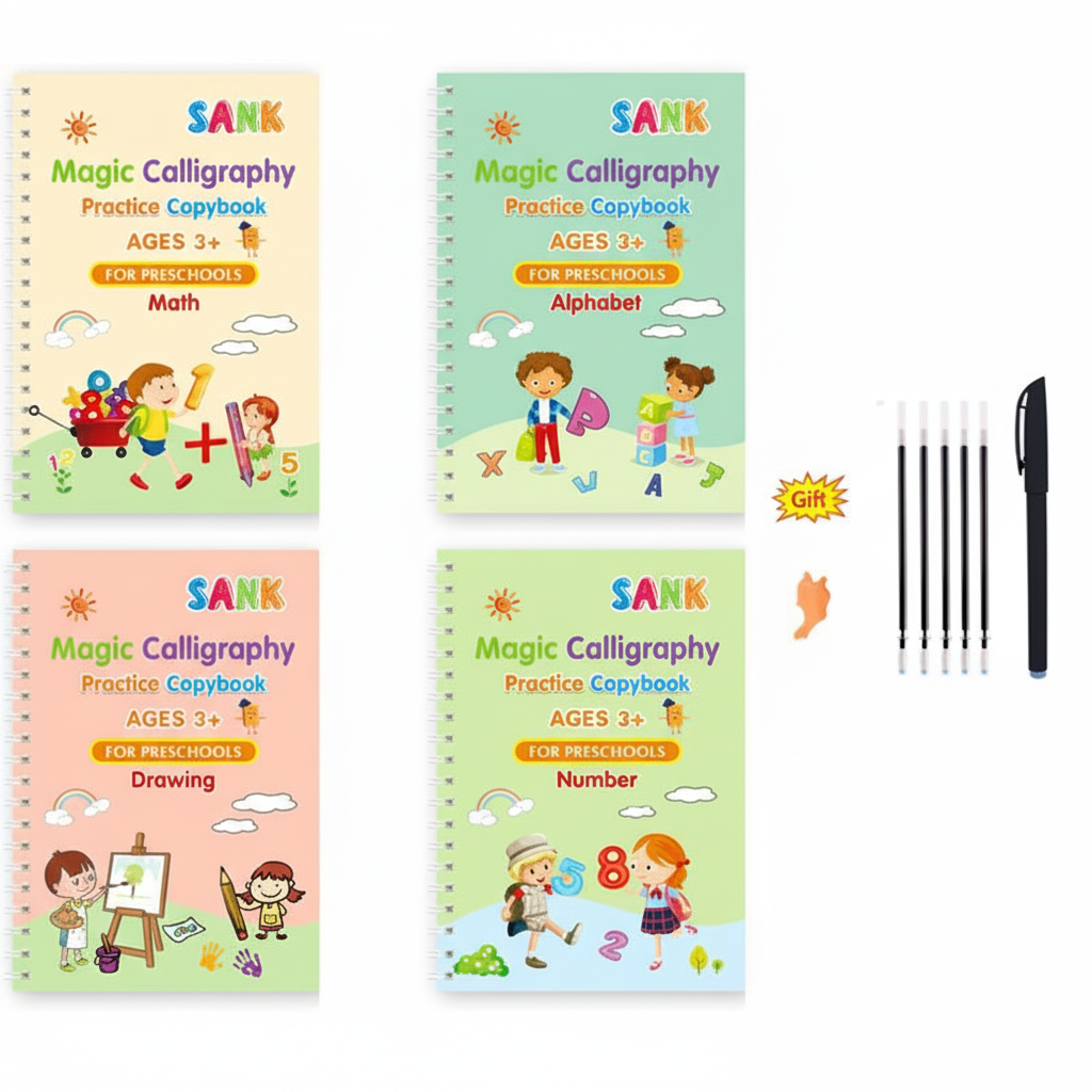 Sank Magic Practice Copybook Pen Preschools Kids Calligraphy English Verison Free Wiping Children Reusable Writing Book